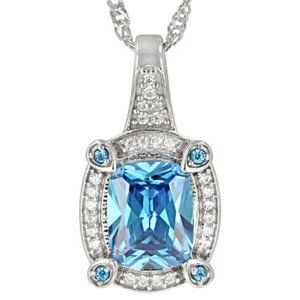 Esotica 5.44ctw Neon Apatite with white diamond simulants necklace 925 silver